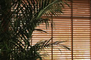 Eco-friendly bamboo blinds in a Miami home